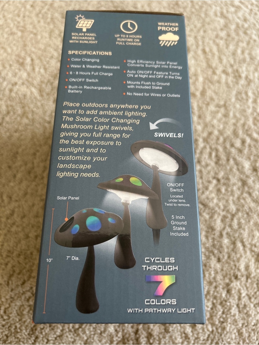 i-Zoom Solar Mushroom Landscape Light Color Changing LED Weatherproof New - Picture 3 of 11